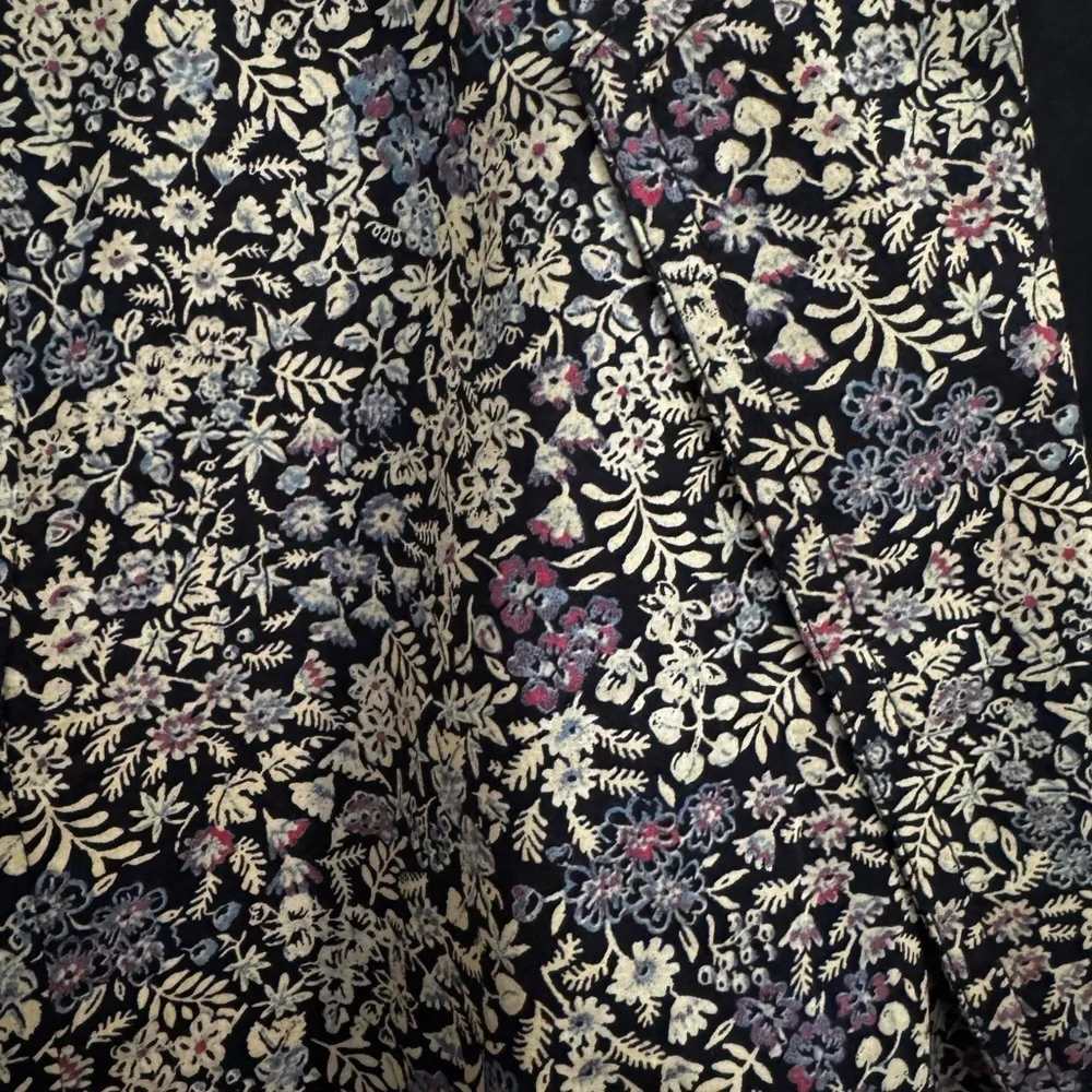 Talbots Tiny Ditsy Blue Floral Cotton Jacket Blazer Notch Collar Size 16